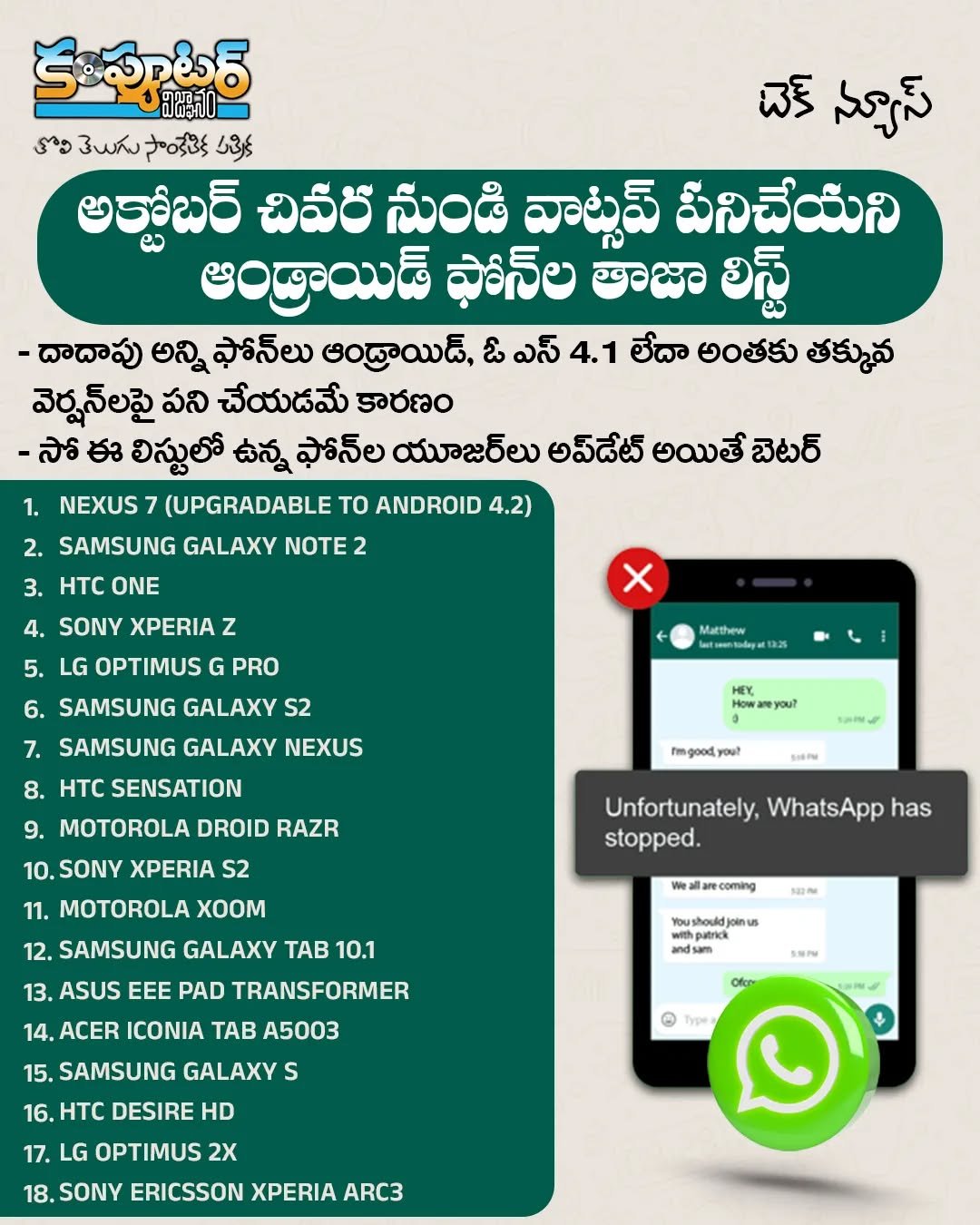 వాట్సప్ పనిచేయని ఫోన్ లిఫ్ట్