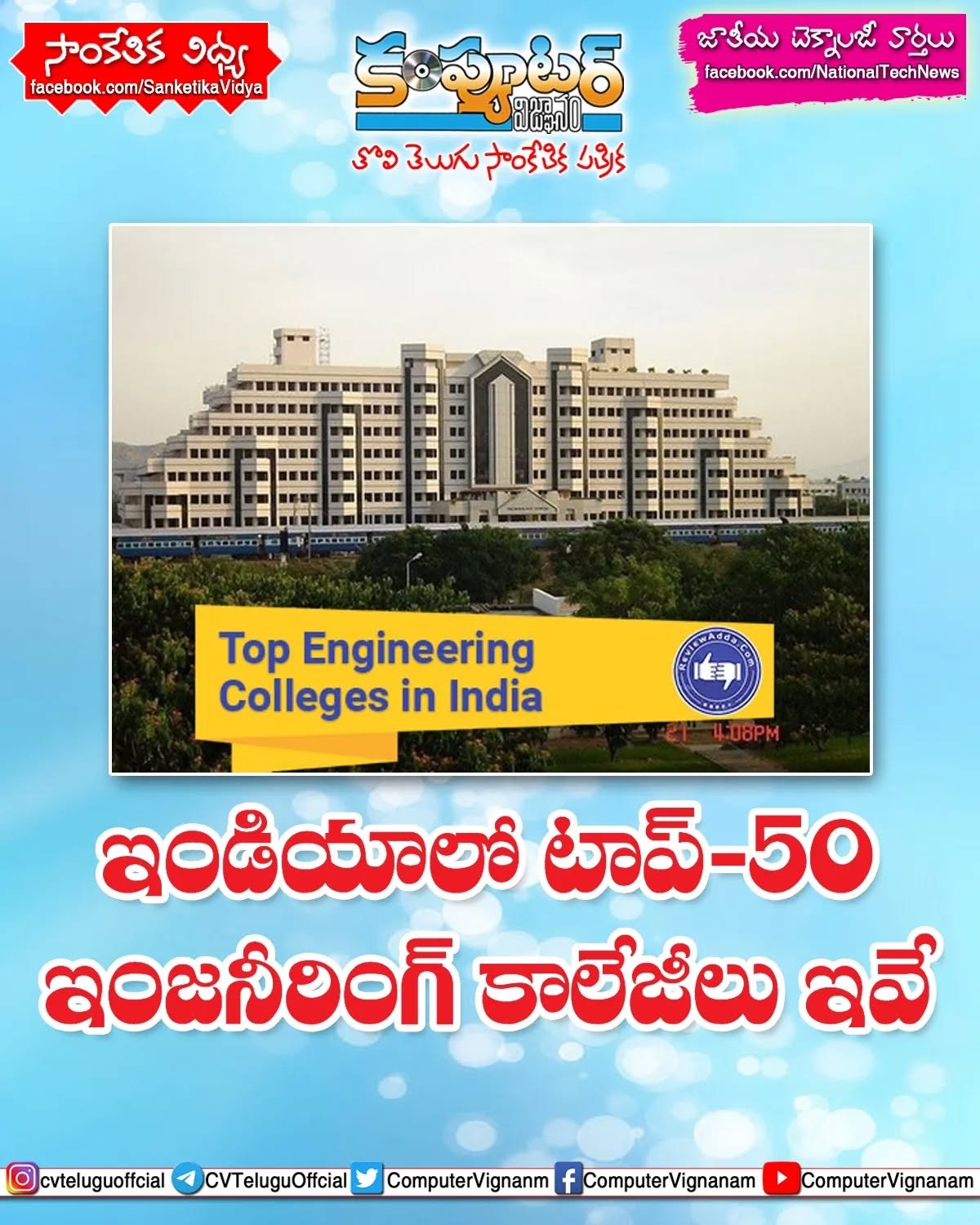 ఇండియాలో టాప్ 50 ఇంజనీరింగ్ కాలేజీలు ఇవే